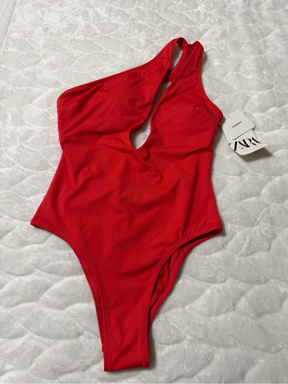 NEW! Zara Red Asymmetric One-Piece with Front Keyhole size small (check details)